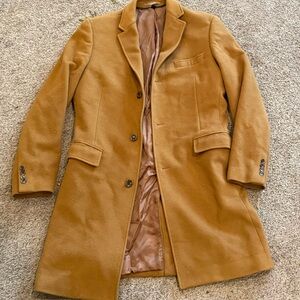 Mens medium J. Crew Camel Wool-Cashmere Blend Coat overcoat topcoat